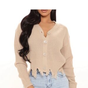 Fashion Nova Cream Button-Up Cardigan